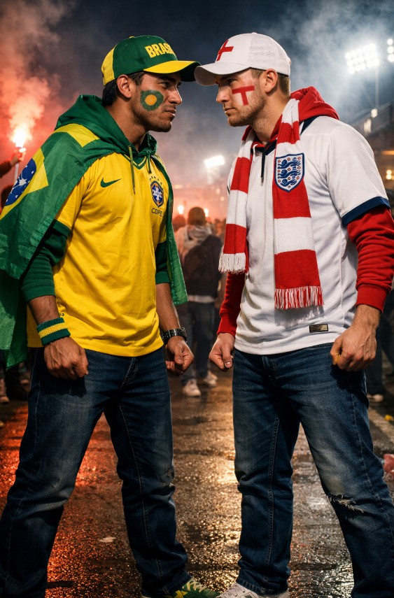 Engelse fan en Braziliaanse fan gemaakt door ai